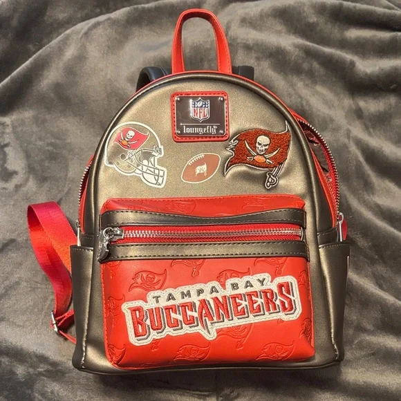 NWOT Loungefly Red and Brown Buccaneers Backpack - Picture 1 of 11